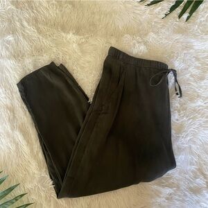 Eileen Fisher Dark Gray Washed Silk Drawstring Waist Pants | Size Small